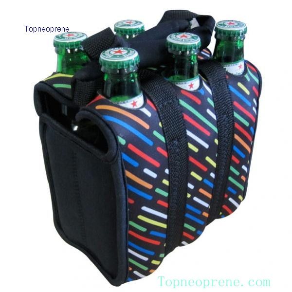 6 pack neoprene beverage beer bottle carrier bag cooler