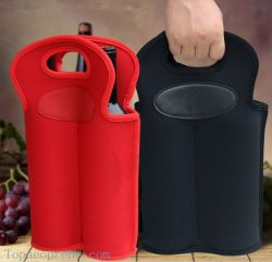 customized double wine bottle sleeve cover carrier tote bag