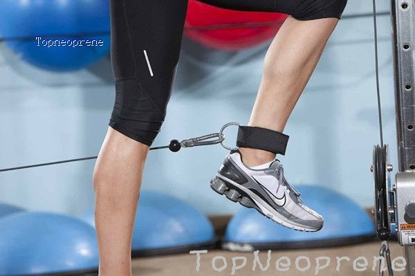 Gym fitness nylon padded neoprene ankle cuff strap with D ring
